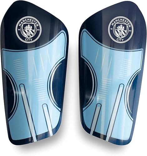 Hy-Pro Officially Licensed Manchester City F.C. Soccer Kids Shin Guards Junior - for Kids Age 7-9 – Lightweight, Man City Girls and Boys Soccer Shin Guards - Image 1