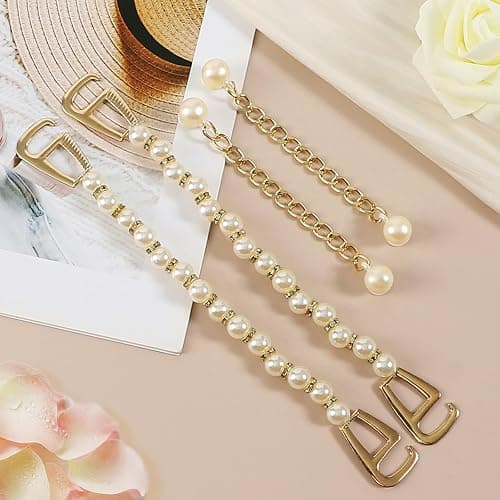 22 PCS Shoe Decoration Charms for Women, Bling Girly Shoe Chains for Clog Sandals, Golden Rhinestone Shoe Accessories Decoration Jewels Party Favors thumbnail 2