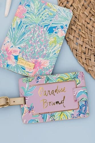Lilly Pulitzer Vegan Leather Passport Holder, Cute Passport Cover, Travel Wallet with Credit Card Slots, Swizzle In thumbnail 6