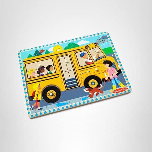 Melissa & Doug The Wheels on The Bus Song Puzzle – 8-Piece Wooden Peg Puzzle with Light-Activated Sounds, Music Learning Toy for Toddlers and Preschoolers Ages 2+ thumbnail 10