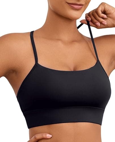 AegisChic Womens Y Sports Bras Yoga Top with Removable Cups Spaghetti Thin Strap Workout Gym Bra Tops thumbnail 3