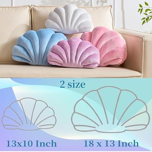 Vdoioe Shell Pillow，Seashell Decorative Pillow Light Pink Seashell Shaped Pillows 13x10 Inch Room Decor Cute Pillows for Couch Bed thumbnail 5