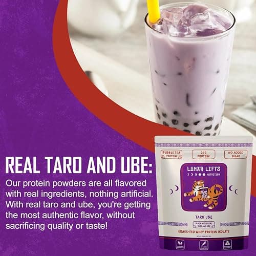 Lunar Lifts Nutrition Taro Ube Boba Tea Protein Powder | 26g Taro Milk Tea Powder | Whey Protein Isolate Powder | Bubble Tea High Protein Powder | No Added Sugars or Artificial Ingredients thumbnail 4