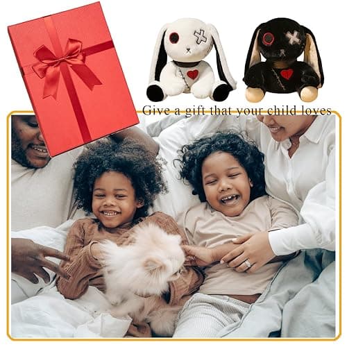 LVQING Easter Bunny Plush Toy,Halloween Scary Rabbit Stuffed Animal Long Ears Standing Toy, 9.8 in Suitable for Fans Easter Christmas Birthday Gift. (Black) thumbnail 4
