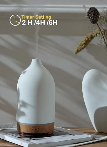 VIVITEST Stone Diffuser,200ML Diffusers for Home,Ultrasonic Aromatherapy Essential Oil Diffuser thumbnail 3