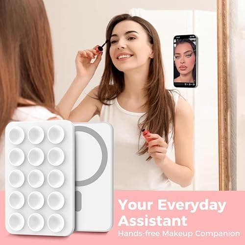 AHASTYLE Silicone Magnetic Suction Phone Case Stand for iPhone 17/16/15/14/13/12 Series, for iPhone MagSafe Phone Case, Mirror Shower Phone Holder, for TikTok Videos and Selfies thumbnail 4