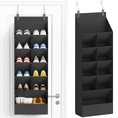 Lifewit 6 Tier Over the Door Shoe Organizer with 11 Large Deep Pockets, Fabric Hanging Shoes Shelf for Closet, Dorm Storage, Fit Up to 12 Pair Shoe Rack Holder for Sneakers, Boots, Black - Image 1