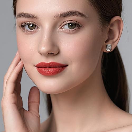 Jiahanzb Brilliant Heart-cut/Oval-cut/Trillion-cut/Cushion-cut/Emerald-cut/Marquise-cut Stud, 925 Sterling Silver Cubic Zirconia Stud Earrings for Women Men thumbnail 8