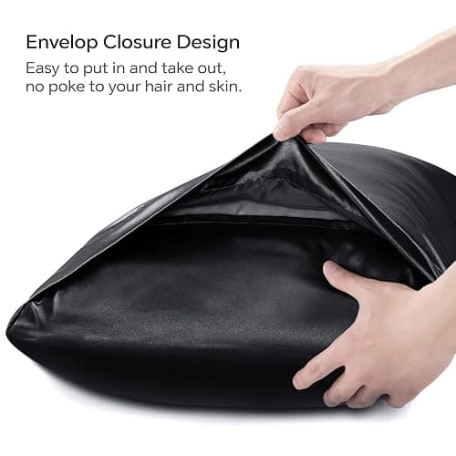 BEDELITE Satin Body Pillow Cover, Super Soft and Cooling Body Pillow Pillowcase for Hair and Skin, Breathable Silky Full Long Pillowcase Cover(20"x54", Black) thumbnail 5