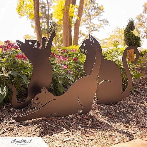 RealSteel Genuine Brand I Cat Garden Décor I Outdoor Garden Decorations I Landscaping Décor I Lawn Ornaments and Statues I Garden Signs Decorative Outdoor thumbnail 2