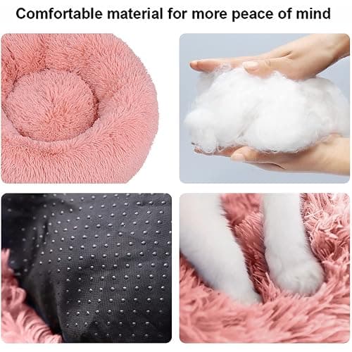 Nisrada Cat Beds for Indoor Cats,20 Inch Dog Bed for Small Melium Large Dogs, Washable-Round Pet Bed for Puppy and Kitten with Slip-Resistant Bottom thumbnail 2
