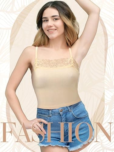 Bencailor 6 Pcs Women's Lace Camisole Spaghetti Strap Bralettes Crop Tops Half Cami Bandeau Tank thumbnail 5