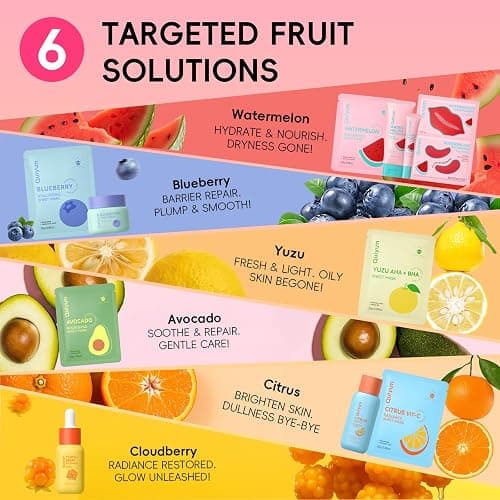 QUIYUM Fruit Skincare Set -with Pink Plush Makeup Bag & Strawberry Nail Art | Hydrate Moisturize Glow Oil Control Facial Care, Spa-Like at Home, Perfect Teen Girl Gifts Trendy Stuff, Birthday Gift thumbnail 2