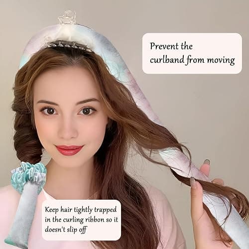 Satin Heatless Hair Curler Set for Overnight Waves - Friendly Curling Rod & Headband, No-Heat Natural Curls Hair Rollers (Dream Nebula) thumbnail 3
