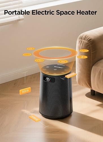 GiveBest Space Heater, Electric Portable Heaters for Indoor Use with Thermostat and Remote, 70°Oscillation, Digital Display, 12H Timer, 1500W PTC Ceramic Fast Safety Heat for Office Bedroom Home Desk thumbnail 8