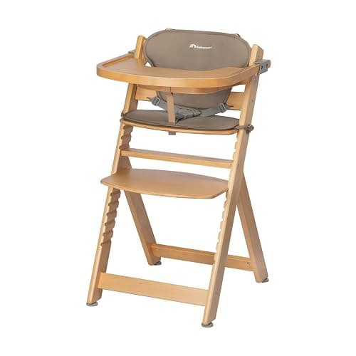 Bebeconfort Timba + Coussin, Chaise Haute Bébé Evolutive, 6 Mois - 99 Ans, Jusqu'à 110 kg, Plateau Amovible, Assise/Repose-pieds Réglables, Compatible avec Timba Baby, Bois Naturel + Beige - Image 1