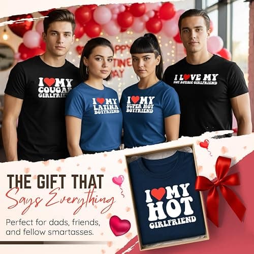I Love My Girlfriend T Shirt for Men Heart Graphic T-Shirt Romantic Casual Novelty Valentine Tee Couples Clothing thumbnail 9