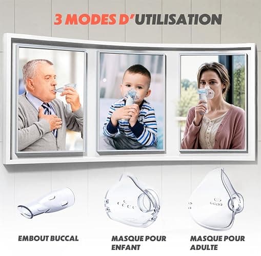 AU YAT Nebulisateur pour Adultes, Nebulisateur Portable Rechargeable pour Adultes et Enfants, Inhalateur Silencieux pour Enfants avec 2 Masques et Embout Buccal, pour Usage Domestique et en Voyage thumbnail 6