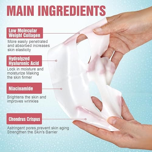 Kewhunt Deep Collagen Face Mask Overnight, Bio- Collagen Mask Real Deep Mask, Hydrating Hydrogel Masks with Low Molecular Collagen for Firming, Elasticity, Pore Minimizing 40g x 5ea Christmas Gifts thumbnail 2