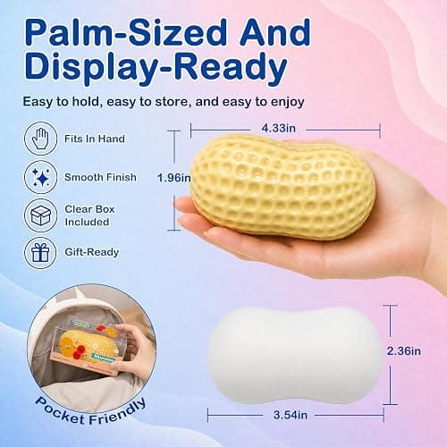 Tosgbv 2 Pack Crunchy Squishy Stress Ball, Peanut & Soap Block Flake Filled ASMR Fidget, Moldable Sensory Squeeze Toy with Premium Box, Party Favors & Gifts thumbnail 6