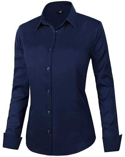J.VER Womens Dress Shirts Long Sleeve Button Down Shirt Wrinkle-Free Business Casual Blouse Office Work Tops thumbnail 3