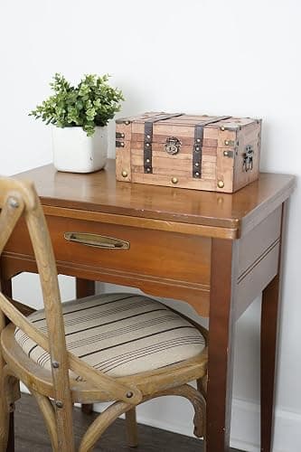 SLPR Alexander Small Wooden Treasure Chest - 11" x 7" x 5.5", Wood Storage Box with Hinged Lid, Decorative Trunk for Keepsakes, Vintage Pirate Chest for Classroom thumbnail 7