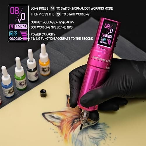 WORMHOLE PRO 7 Adjustable Strokes Tattoo Gun VIRGO Wireless Tattoo Machine with Coreless Motor 1,800 mAh Capacity Replacement Power Supply Digital LED Display Tattoo Pen for Artists CHKP15-A thumbnail 2