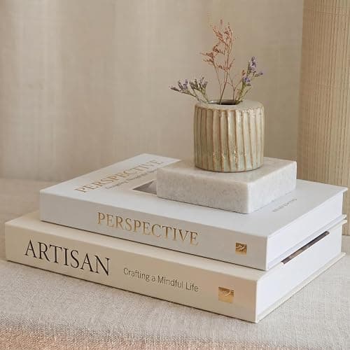 SunplusTrade Bookshelf Decor, White Decorative Books, Set of 2 Boxes Decorative Books for Home Decor, Faux books for Decoration with Storage - Image 1