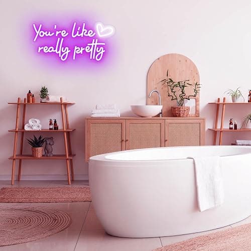 KUUNEON You're Like Really Pretty Neon Sign Wall Decor for Bedroom/Girls Room/Salon/Party/Present - 16"x8" Purple Your Like Really Pretty LED Sign Light for Women, Heart Design & 100,000H Lifespan thumbnail 6