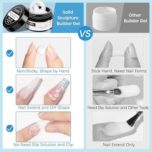 3D Sculpting Gel for Nail Art Clear Molding Gel for Nails with UV Nail Lamp | Non Stick Hand Hard Gel for Nails with Dual Form for Carving Patterns Decoration Nail Art Home Manicure DIY thumbnail 4