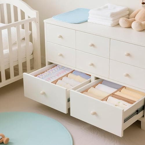 Criusia Drawer Organizer Clothes, 10 Pack Dresser Organizer for Baby Clothes, Underwear, Sock- Foldable Closet Organization and Storage Dividers Bins for Nursery, Bedroom (Brown) thumbnail 5