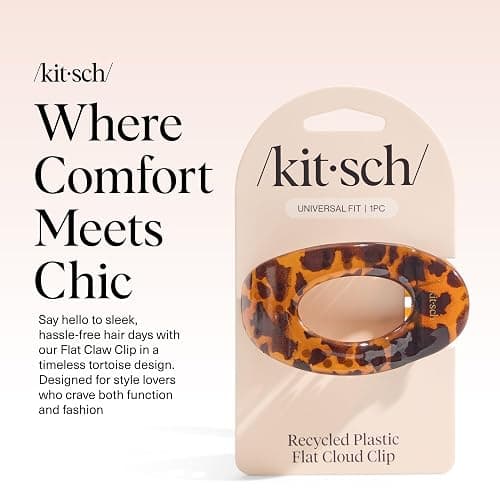 Kitsch Medium Flat Claw Clips for Women - Stylish Flat Hair Clips, Strong Hold for Thick & Fine Hair | Non-Slip for Secure, Comfortable All-Day Wear | Ideal Gifts for Women - Tortoise Design thumbnail 2