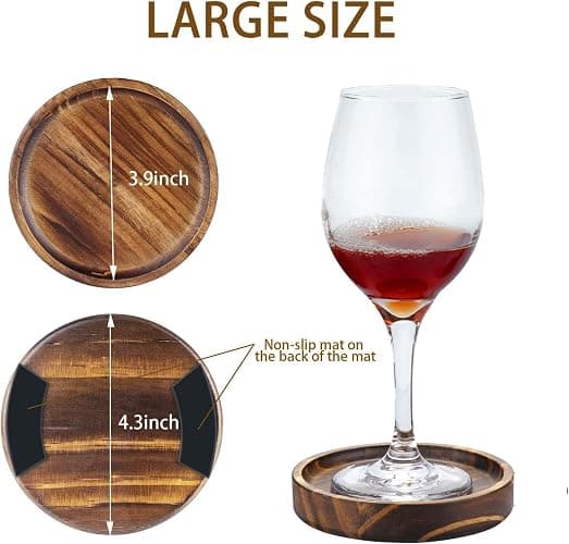 6Pcs Wooden Coasters for Drink-Acacia Wood Drink Coasters Set with Holder | Coffee Table Coasters for Drinks,Modern Cup Coaster for Kitchen Accessories Cute Beer Bar Decorative Rustic Outdoor Coasters thumbnail 3