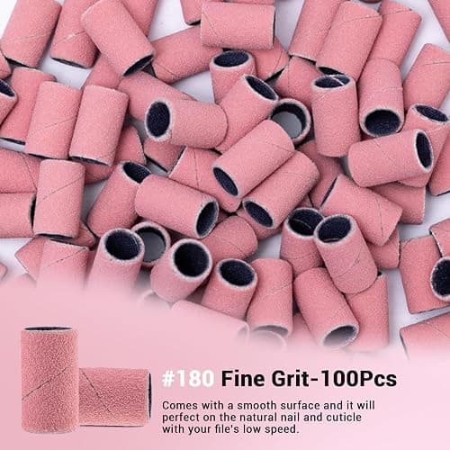 MelodySusie 100 Pcs Nail Drill Bits Sanding Bands for Nail Drill 180 Fine Grit Nail File Sanding Bands for Acrylic Nails Gel Manicures and Pedicure thumbnail 4