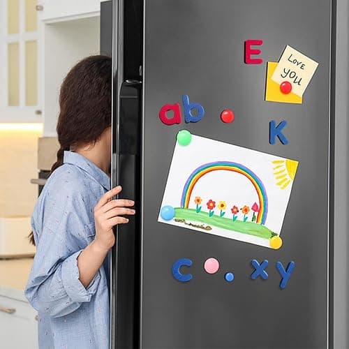 Lot de 79 chiffres magnétiques colorés de l'alphabet - Lettres et chiffres - Jouet éducatif ABC pour enfants thumbnail 2