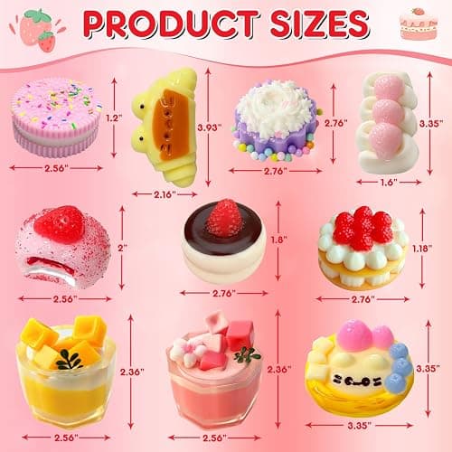 Taba a Squishy 10Pack, Ultra-Realistic Dessert Cookies & Cake Squeeze Toys FuFu Sticky Squishy Food Texture Stress Relief Sensory Gift for Kids, Teens & Adults Party Favors, Birthday Gift, Easter Gift thumbnail 2