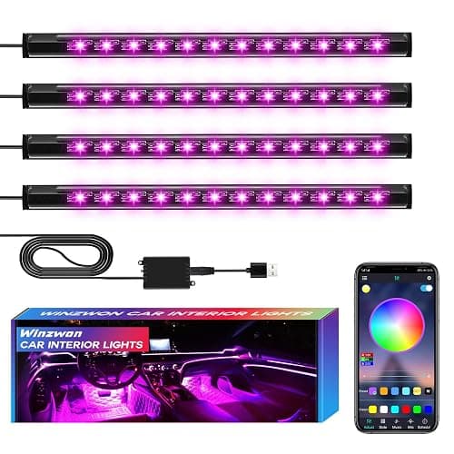 Winzwon Led Lights for Car Accessories Interior, Christmas Stocking Stuffers for Men Women Teen Girls, White Elephant Gifts for Adults, APP Control with USB Port Color Change Lights for Truck Decor thumbnail 8