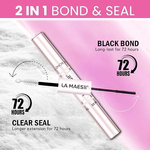 LA MAESII Lash Cluster Glue, Lash Bond and Seal for Eyelash Clusters, 10ml Bond and Seal, Waterproof, 2-in-1 Home Use, Strong Hold for 72H thumbnail 3