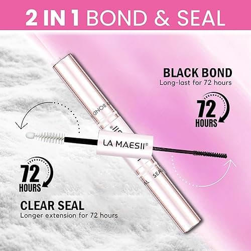 LA MAESII Lash Cluster Glue Lash Bond and Seal Waterproof Lash Glue for Eyelash Clusters 10ml Bond and Seal 2-in-1 Home Use Strong Hold 72H thumbnail 3