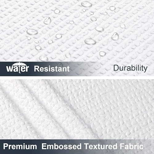 OWENIE White Shower Curtain for Bathroom 72x72 Inch, 3D Embossed Textured Waffle Fabric Shower Curtains, Soft Hotel Farmhouse Style, Water Repellent, Machine Washable, White, 72" W x 72" L thumbnail 5