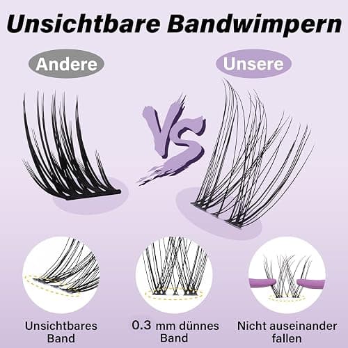 B&Q Lashes Extension Set 144PCS Venus Lash Clusters Unsichtbares Band 8-16MIX Manga Wimpern Extensions Set Wispy NatüRliche Wimpern Cluster 7 tage halt Lazy Girl Wimpernverlängerung(Venus 8-16mix) thumbnail 4