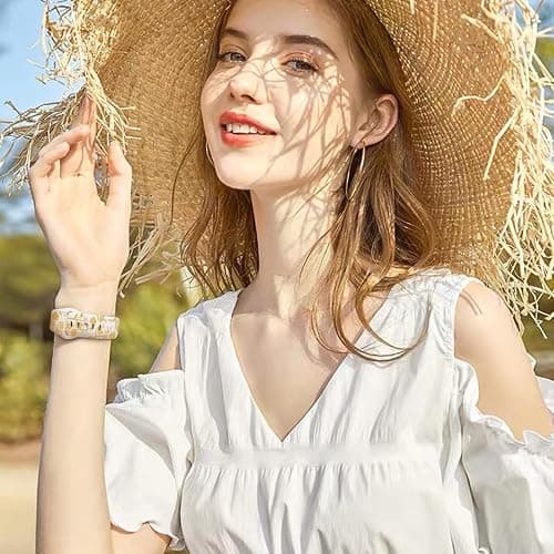 Floral Engraved Silicone Bands Compatible with Apple Watch Band 38mm 40mm 41mm 42mm 44mm 45mm 49mm for Women, Two-Tone Flower Sport Soft Strap for iWatch Series 9/Ultra/8/7/SE/6/5/4/3/2/1 thumbnail 7