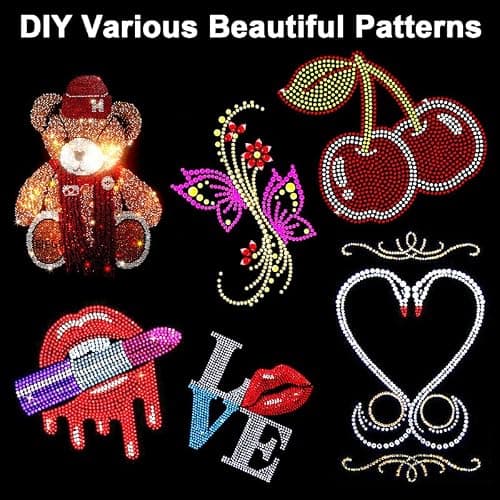 GLTECK Hotfix Applicator, Bedazzler Kit with 5784 PCS Rhinestones for Crafts, DIY Hot Fix Rhinestone Applicator Wand Setter Tool with 7 Tips, 6 Pattern Templates, Gloves, Tweezers & Cleaning Brush thumbnail 2