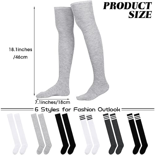 Aneco 6 Pairs Over Knee Thigh Socks Knee-High Warm Stocking Women Boot Sock Leg Warmer High Socks for Daily Wear, Cosplay thumbnail 4