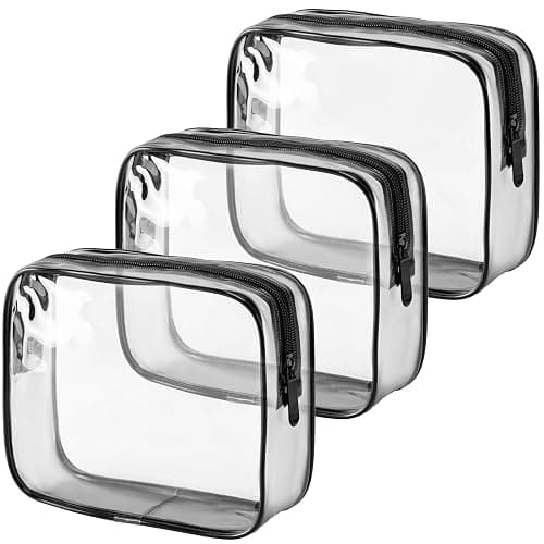 TSA Approved Toiletry Bag, 3 Pcs Clear Travel Toiletries Bags, Matte black | Lightweight & Reusable Quart-Size Makeup Cosmetic Bag for Women Men, Clear Easy-Check, Carry on Airport Airline Compliant Bag - Image 1