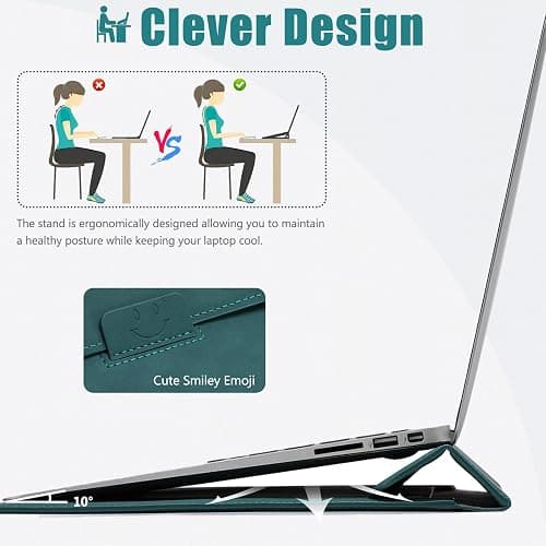 HYZUO 13.3-14 Inch Laptop Sleeve Case with Stand Feature for MacBook Pro 14 M4/M3/M2/M1 Pro/Max 2025-2021, MacBook Pro/Air 13.3, 13.5-13.8 Surface Laptop, HP Spectre X360 13/14, Dark Green thumbnail 2