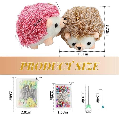 SolidGnik 2 Hedgehog Sewing Pincushion with 200 Pieces Sewing Pins Set for Sewing DIY Projects Jewelry Decor Dressmaker thumbnail 6