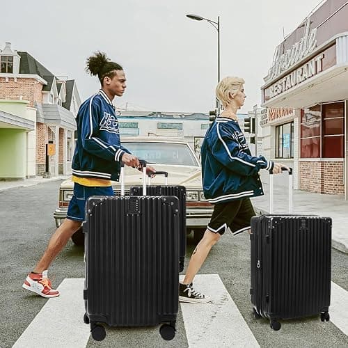 SONSENAI 3-Piece Expandable Luggage Set Suitcase in Classic Black -Double Wheel Stability & Secure TSA Locks(20in24in28in) thumbnail 2