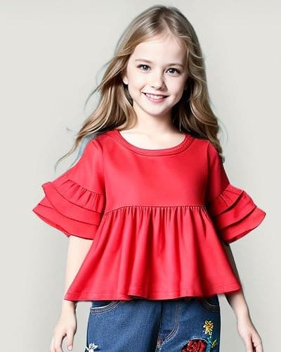NZRVAWS Baby Girl Clothes Toddler Girl Outfits Infant Ruffle Shirt Denim Ripped Jeans Cute Clothing Set thumbnail 2