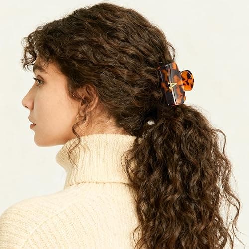 Fycert Gifts for Women Teen Girls,Small Initial Hair Clips - Tortoise,K | Personalized Puffy Claw Clip - 2.1 Inches Claw Clips for Full or Half Ponytail – Hair Accessories,Birthday Bridesmaid Gift thumbnail 2